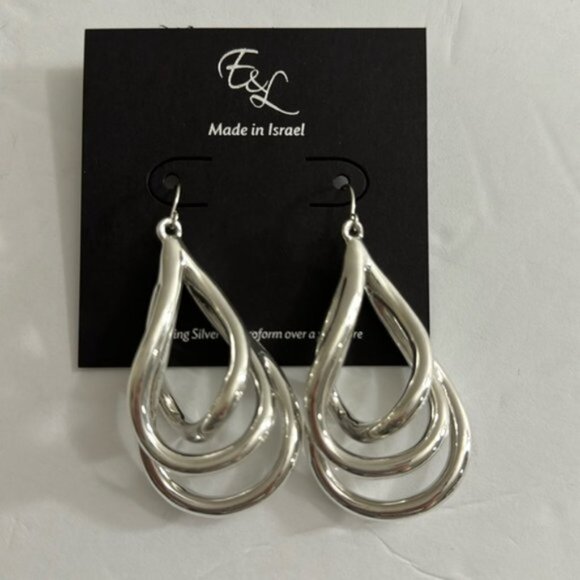 E&L Israel Sterling Silver Electroform Jungle Earrings 3” long - Picture 7 of 13
